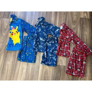 BOYS FLANNEL PAJAMA PANTS SETS SIZE 8 MIXED LOT POKEMON DINOSAUR MICKEY MOUSE